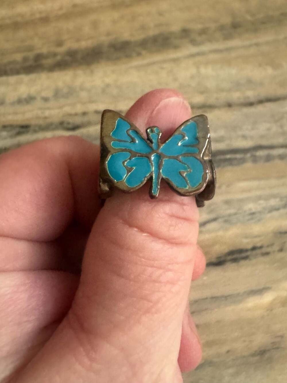 Vintage Enamel Butterfly Scarf Slide Ring